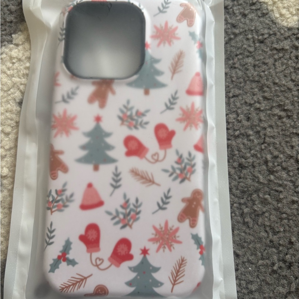 Festive Holiday Phone Case - White with Red and Green Accents